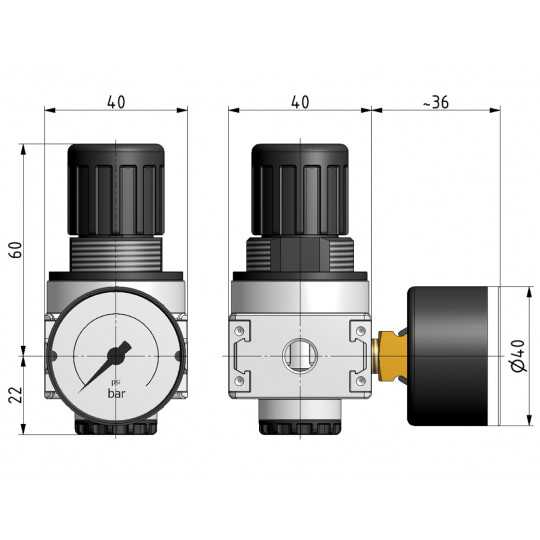 Druckregler BR 0 / G 1/4" / 0,5-10 bar / RE.01 - 2
