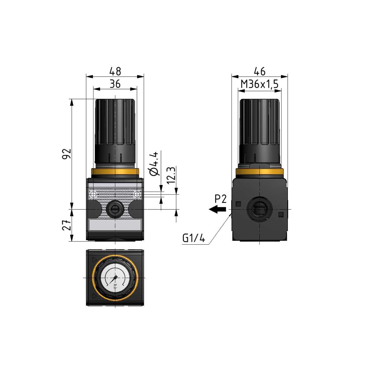 Druckregler BR 1 / G 1/4" / 0,5-10 bar / RBG.11S - 1